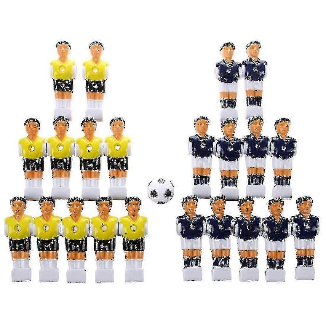 22pcs Foosball Man Table Guys Man Soccer Player Part Yellow+royal Blue With Ball-FCY