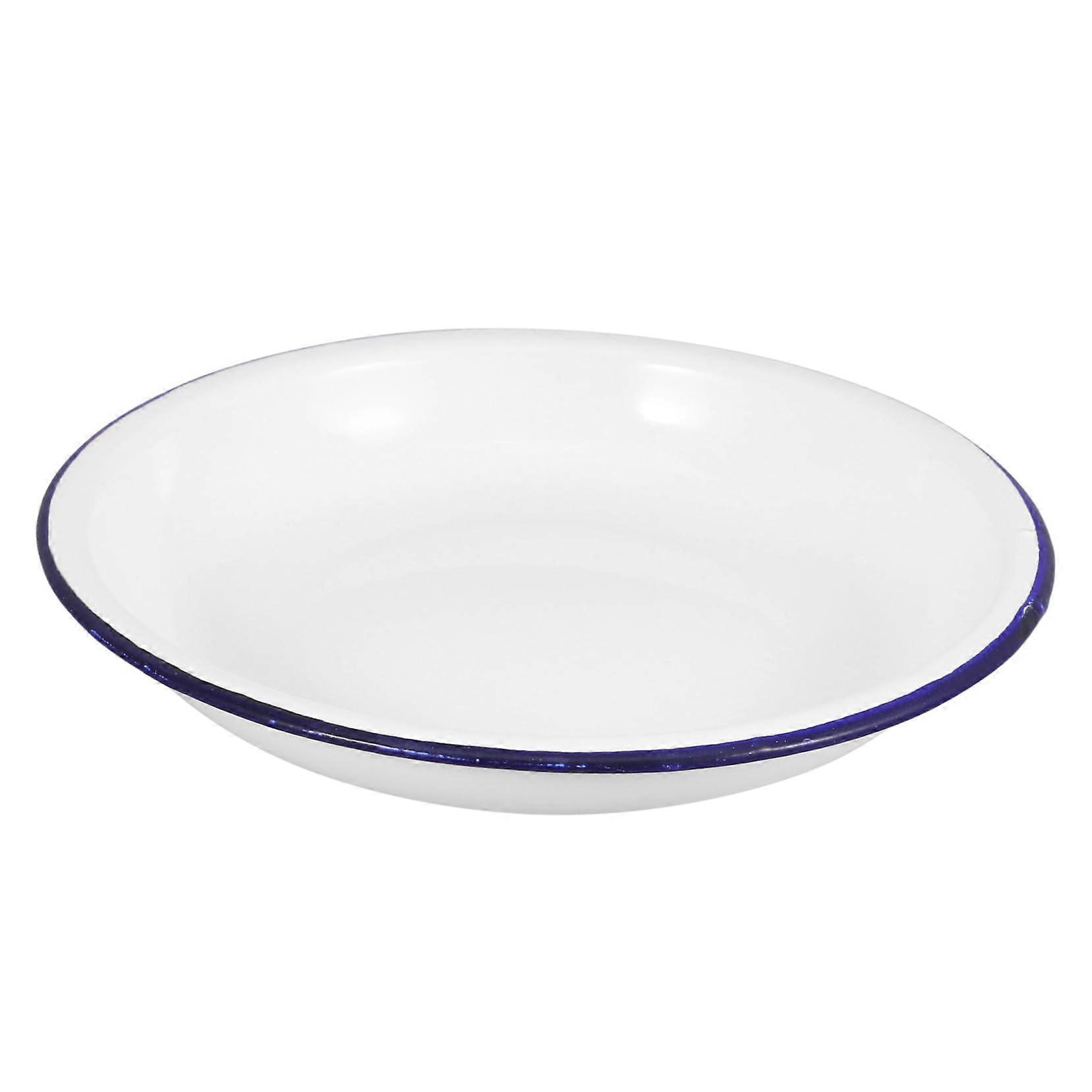 Enameled Western Plate Large StirFry Dish Vintage Round Deep Dinner Plate