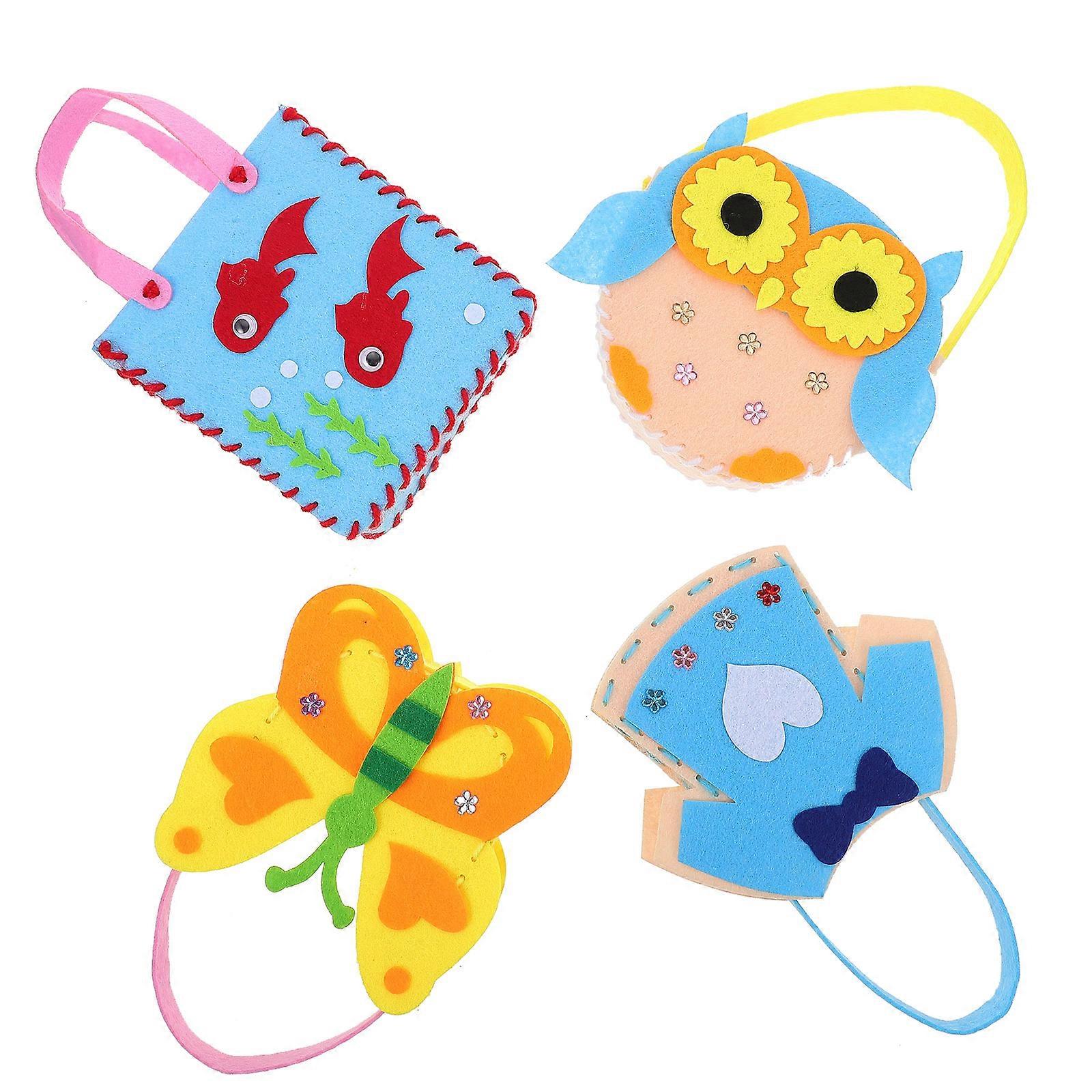Kids DIY Handbag Making Set For Parent-Children Time Featuring Non-Woven Butterflies 4Pcs