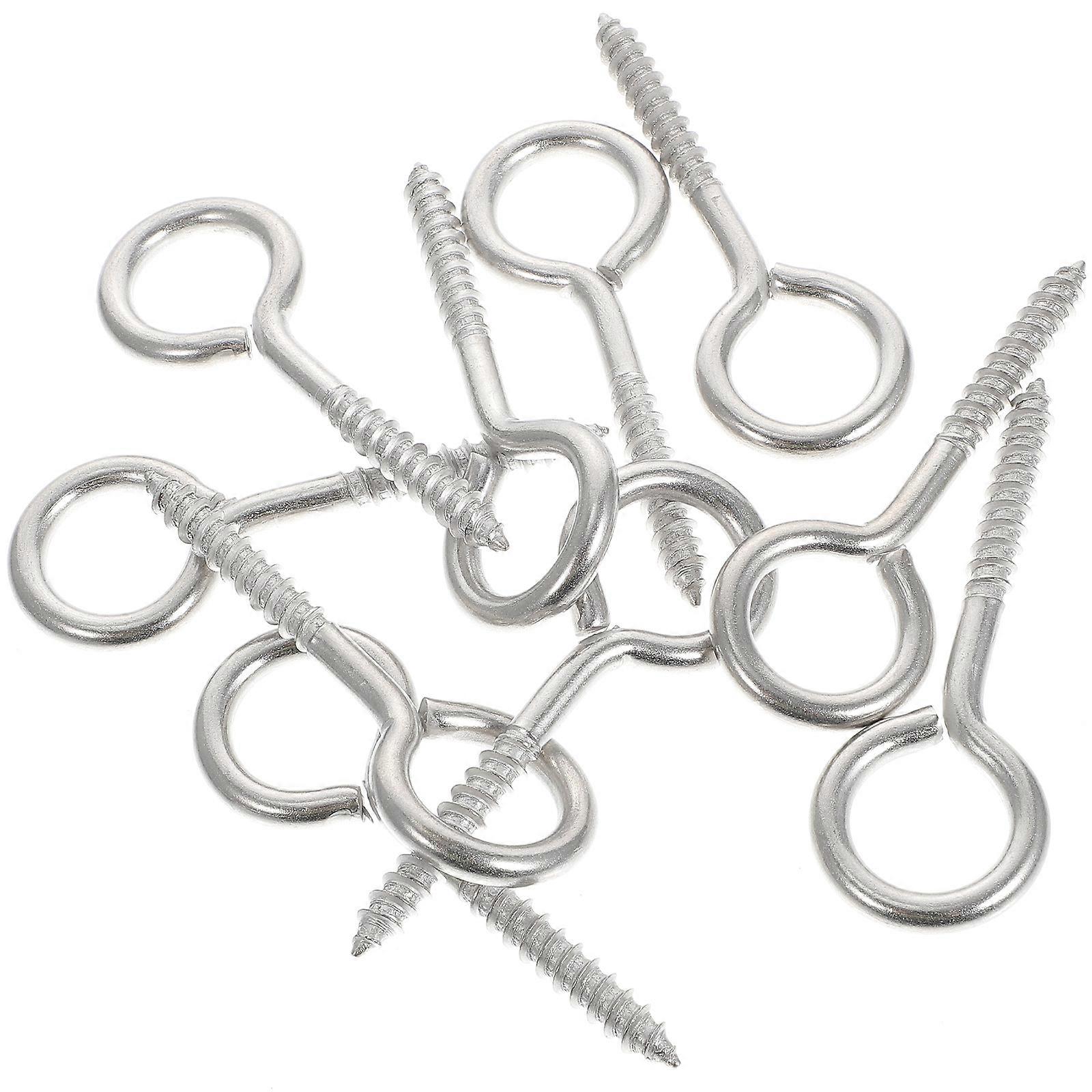 Heavy Duty 10Pcs Screw Hooks Ideal For Securing Cables And Tying Up Ropes 35mm Thread Length Galvanized Iron Design