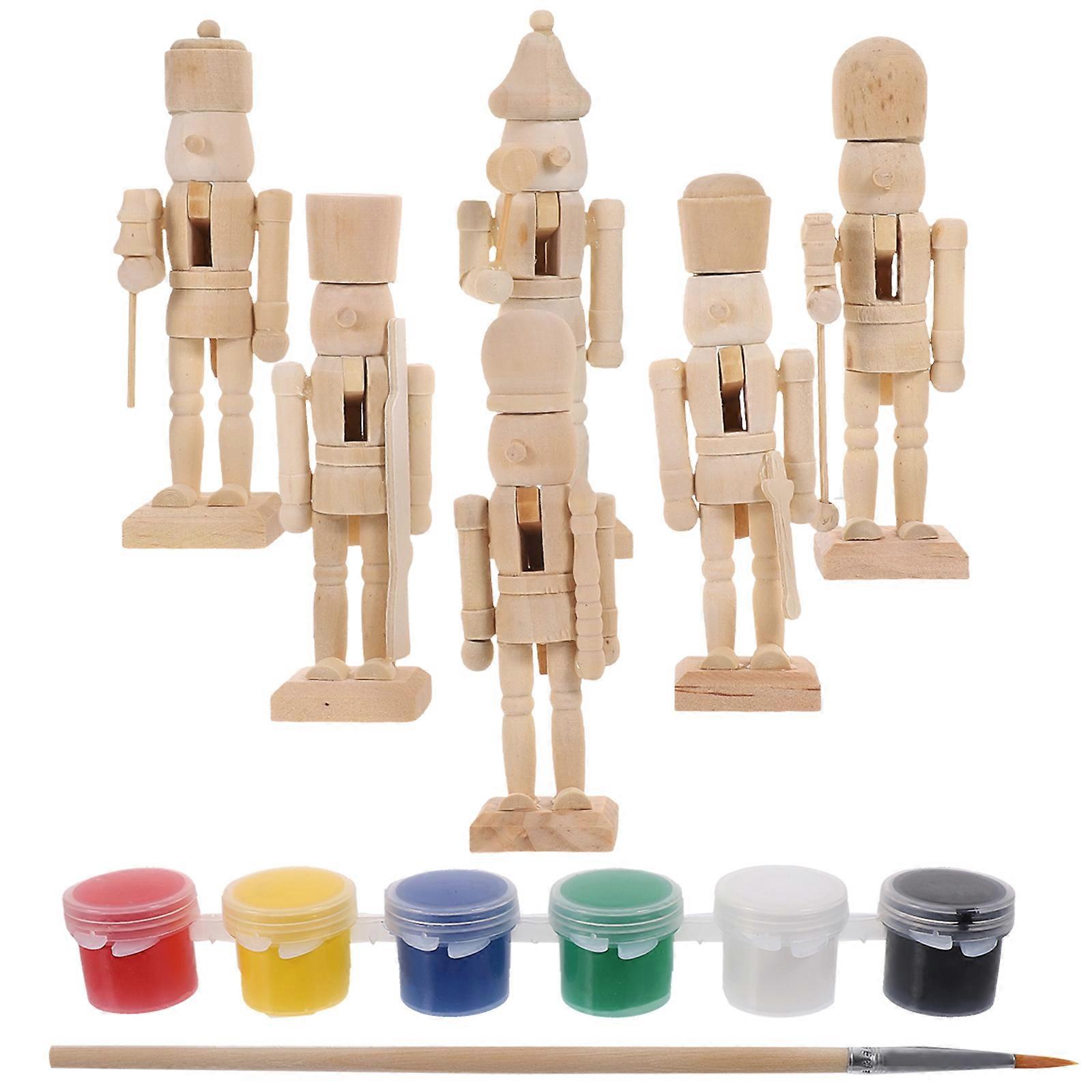 Christmas Nutcrackers 6Pcs Soldier Shape Creative Design Role Playing Toy Children's Home Play Imagination Development