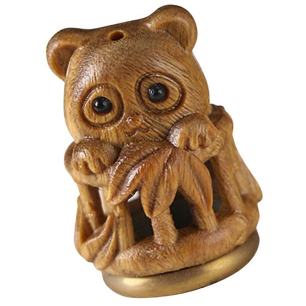 Wooden Panda Pendant for Car Freshener with Hollow Design Brown Wood Jewelry Making Accessories 1