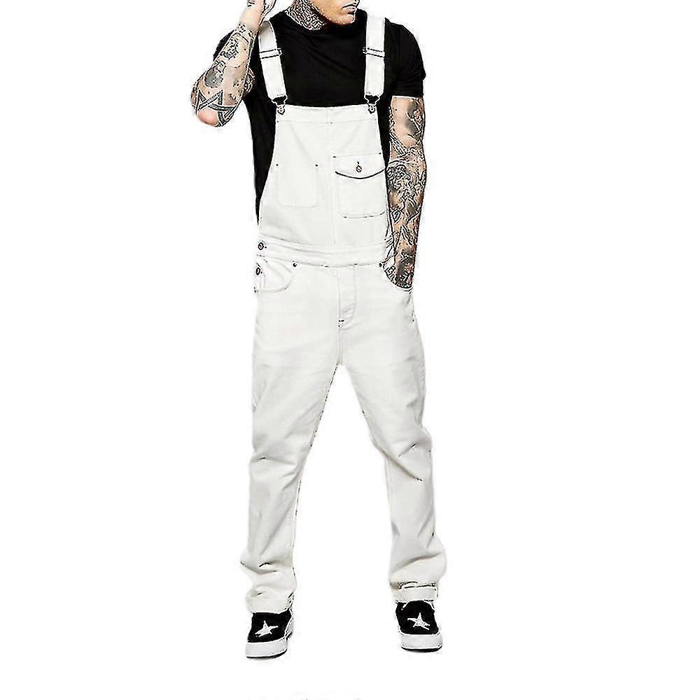 Erkekler Slim Fit Denim Tulum Önlük Romper Casual Tulumlar Dungarees