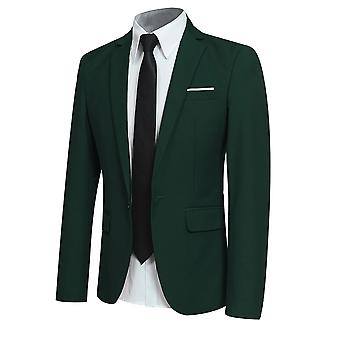 thumbnail image 2 of GENOSS Men’s Dark Green Slim Fit Suit – 1-Button Business Casual Jacket & Pants Set 2 of 6