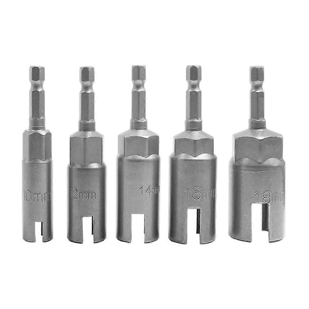 5 Pieces Power Wing Nut Screwdriver Set with 1/4' Hex Shank Slotted Wing Nuts Drill Socket Wrench Tool Set for Plate Nuts (10/12/14/16/18mm)