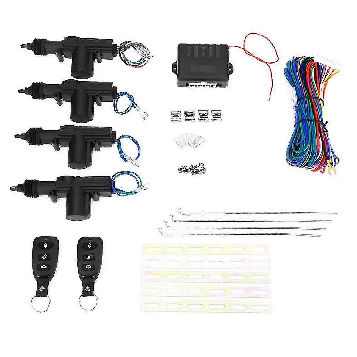 Car Keyless Entry System with Door Lock Remote Control Kit & 4 Actuators, 12V Universal Locking Kit