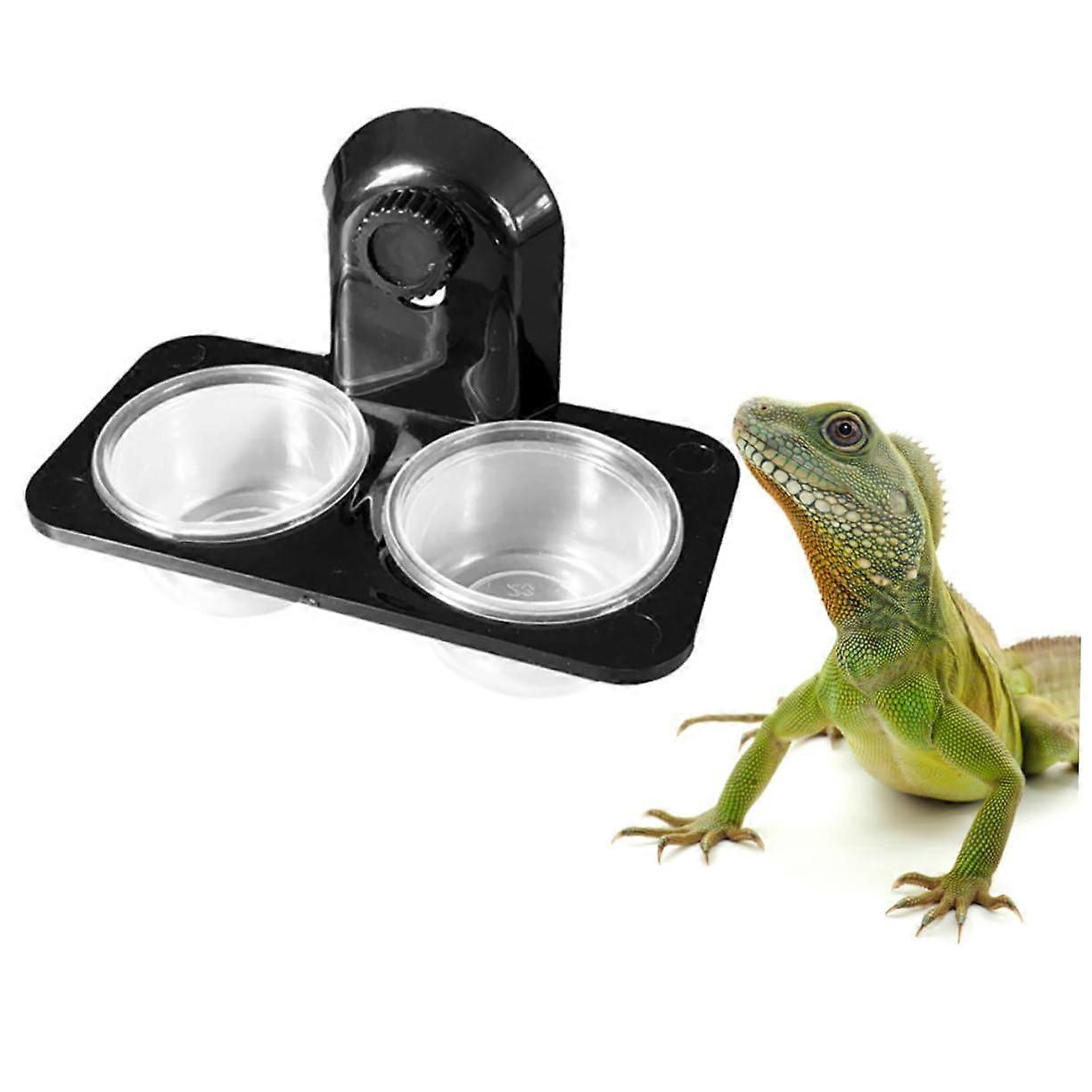Reptile Feeder Home Bowl Double Screw Pattern Leakproof Pet Food And Water Container For Lizards Turtles Crickets