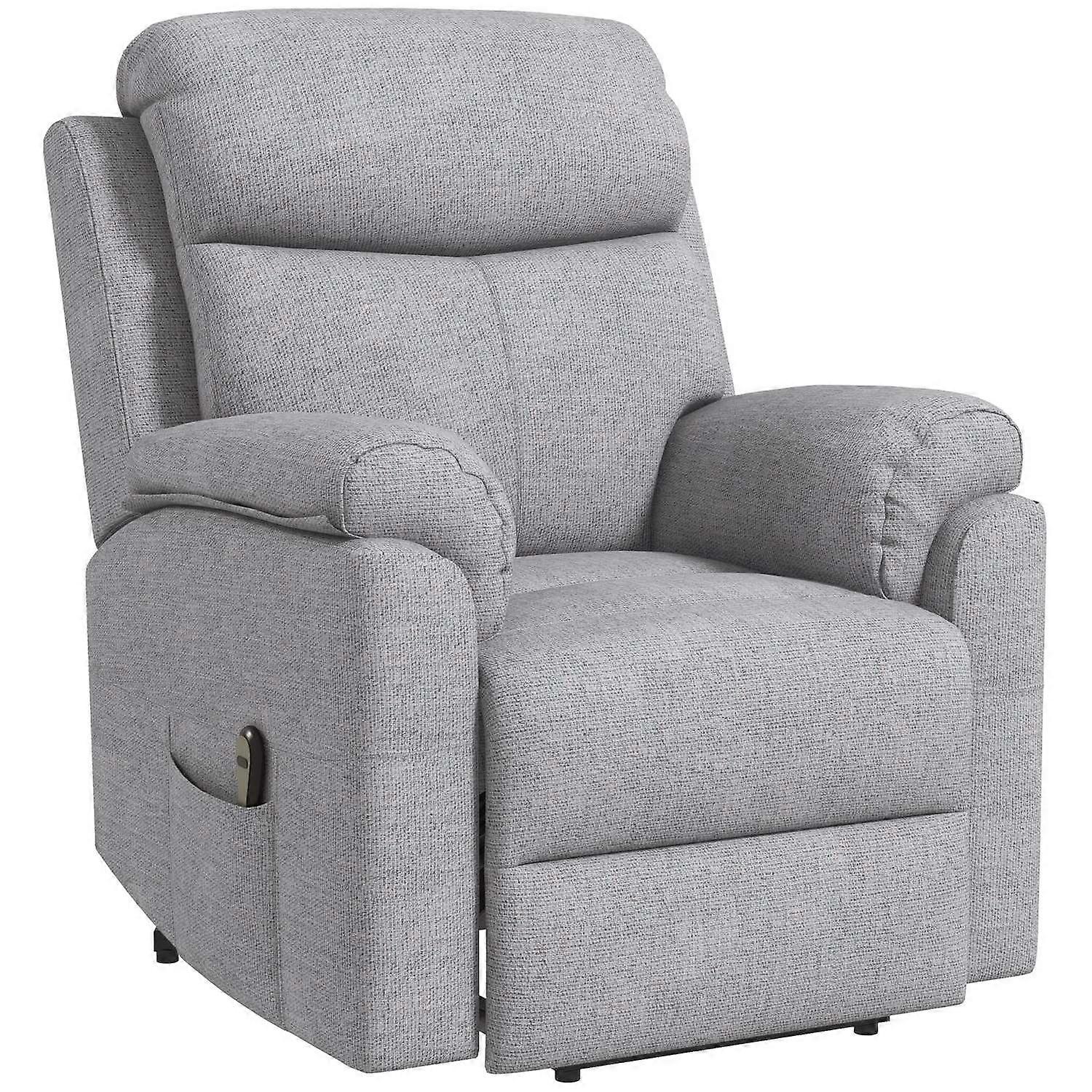 Electric recliner, recliner with standing aid, recliner with sleeping function, linen look, 83 x 89 x 102 cm, grey