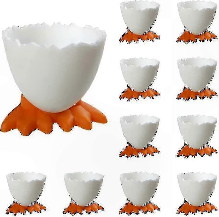 Set of 11 Egg Cups for Breakfast, Soft and Hard Boiled Egg Holders, Cartoon Design