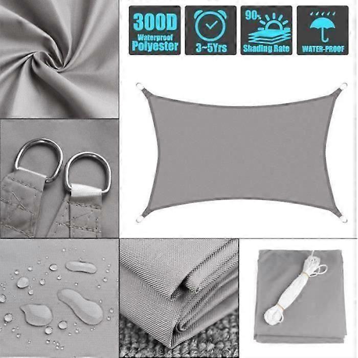 EGSII Rectangular Sunshade Sail - Grey 3x4m - Waterproof and Anti-UV