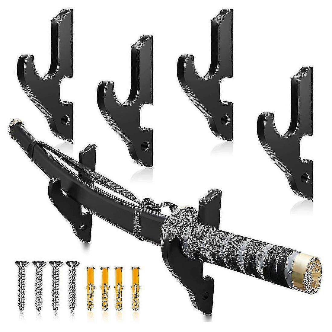 Sword Wall Mount: 4 Sets Adjustable Sword Holder for Wood Display - Supplies TW
