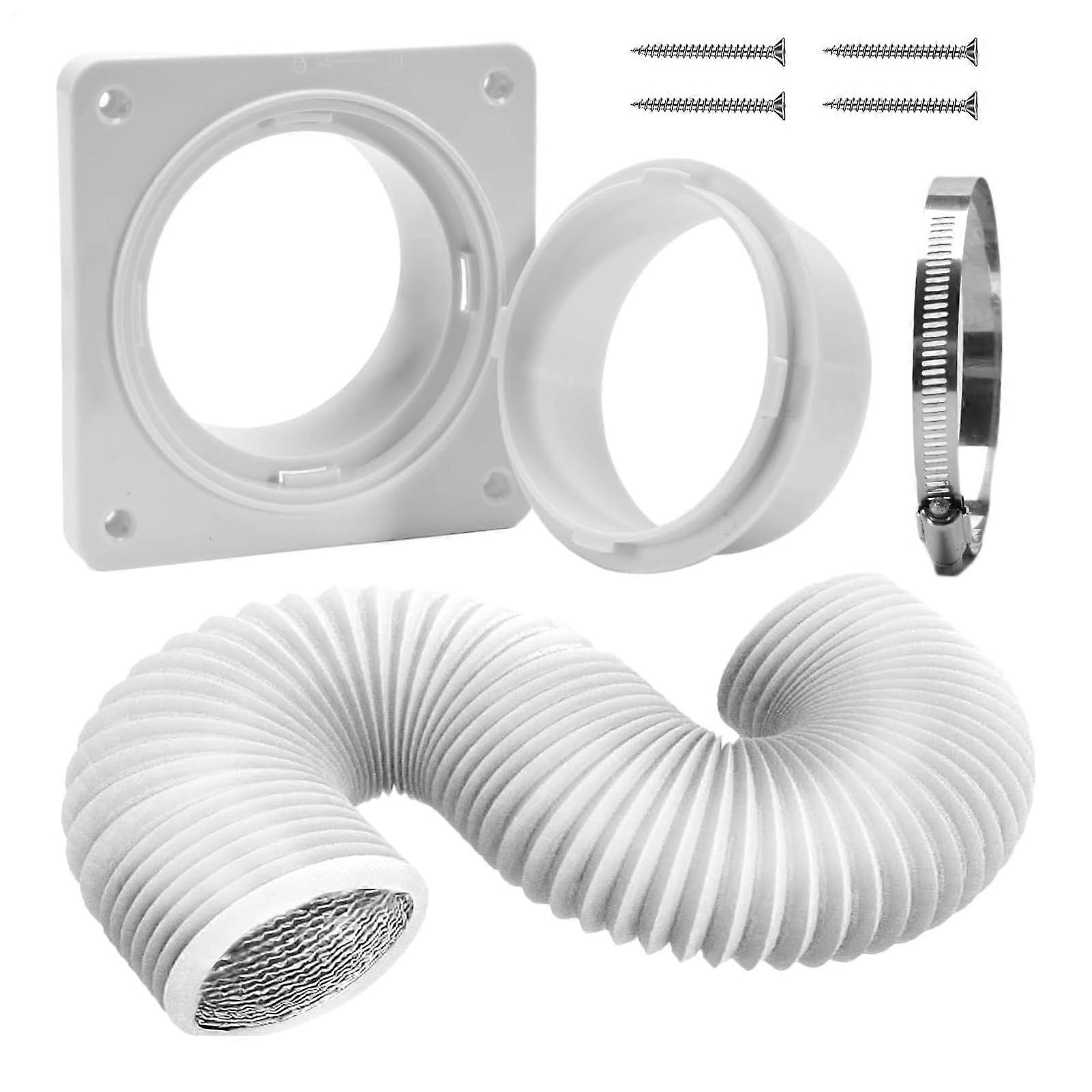 Portable AC Window Kit With Dryer Vent Hose And Wall Plate, Connector Parts For Exhaust Ventilation, Universal Fit