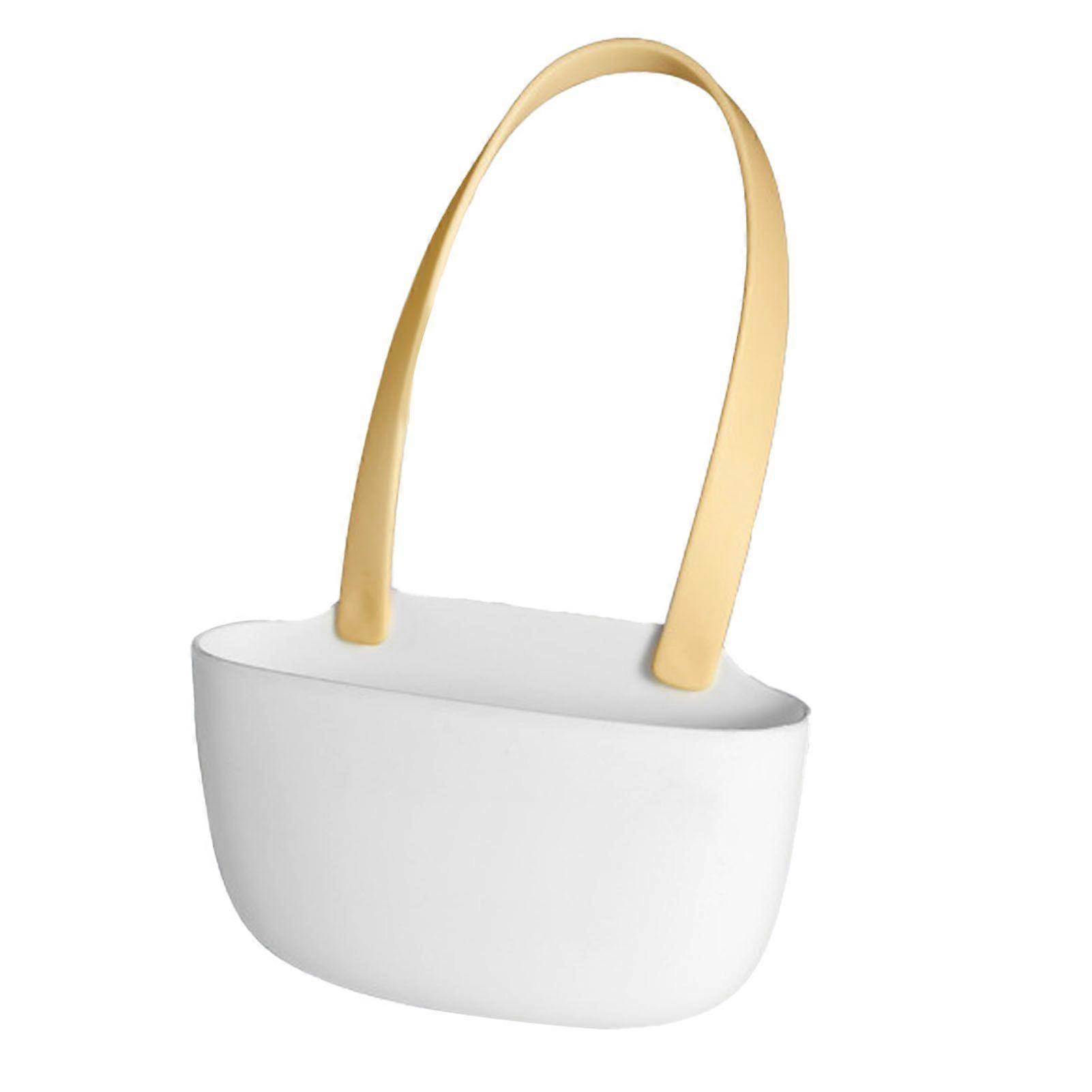 Kitchen Drain Rack Hanging Basket with Drain Holes Large Capacity Soft Flexible Sink Drain Basket Hanging Bag Yellow and White
