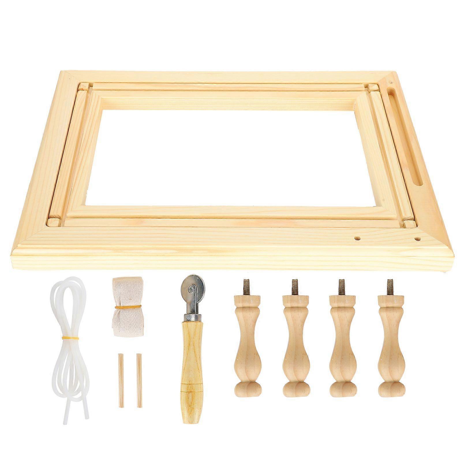 Table Embroidery Frame CrossStitch Desktop Sewing Crochet Front Back Wooden Stand S