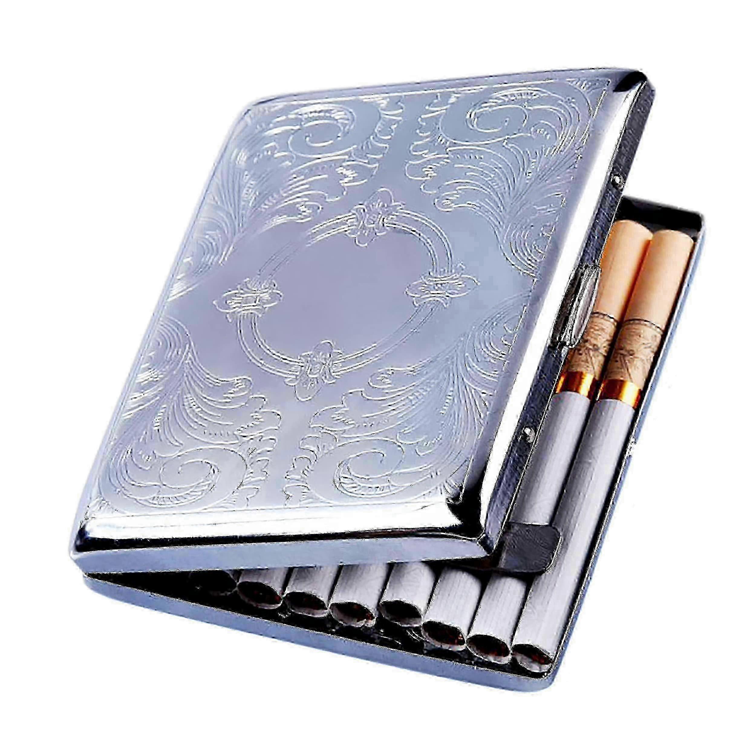 Silver Cigarette Case Box Metal Cigarette Case For Men Can Holds 20 Cigarettes g2024135678