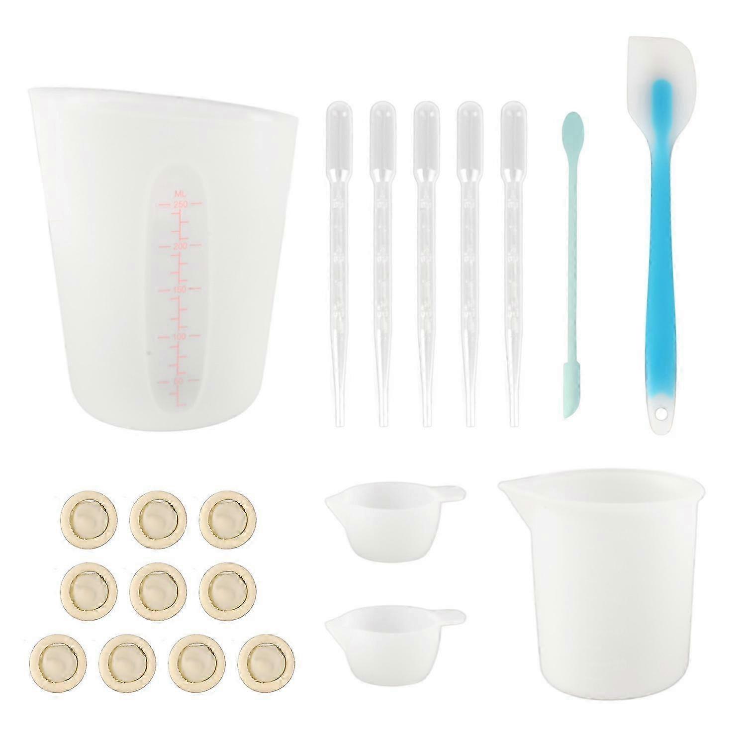 Silicone Measuring Cup Tool Kit Spatula Finger Gloves Pipettes Epoxy Resin Mixing Tool Set for Craft