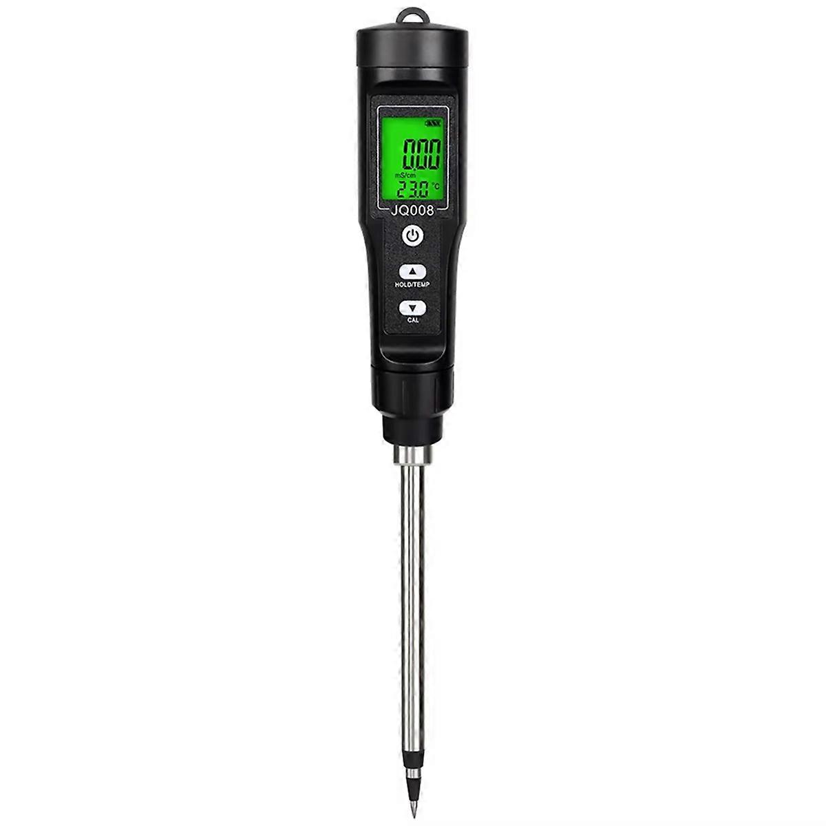 LCD Digital Soil EC Tester Thermometer 0.00-10.00mS/cm Backlight Waterproof Soil Conductivity Meter for Flower Gardening