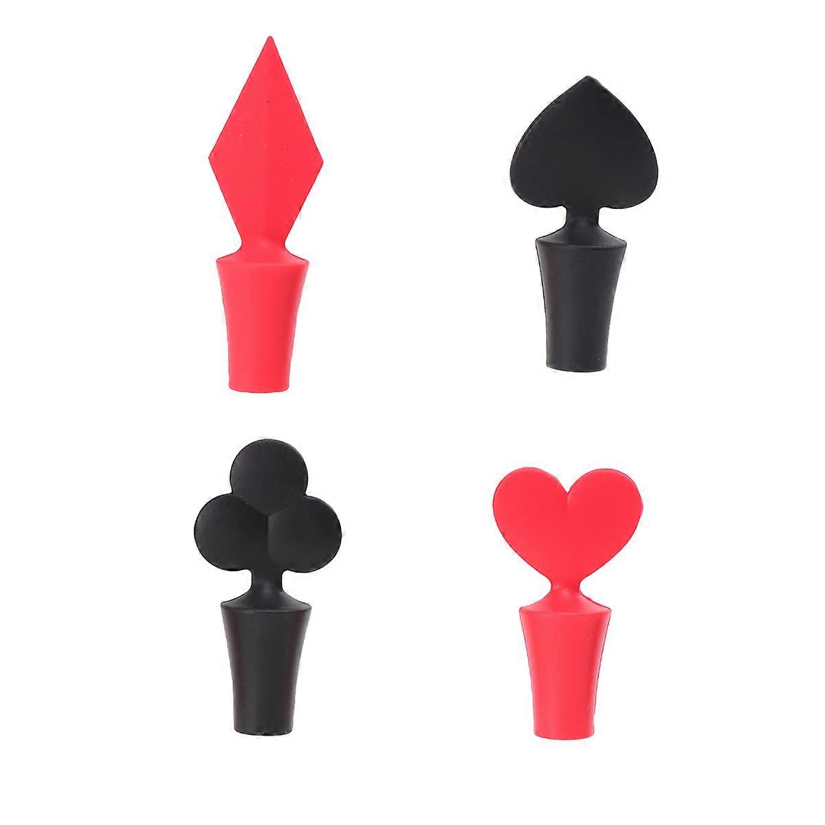 Beverage 4Pcs Silicone Caps Playing Cards Design Air-tight Seal Ideal For Tasting And Kitchen Use
