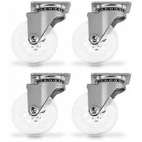 4 x Furniture Castors 50 mm transparent without Stop Height 64 mm Fixed Castors Swivel C