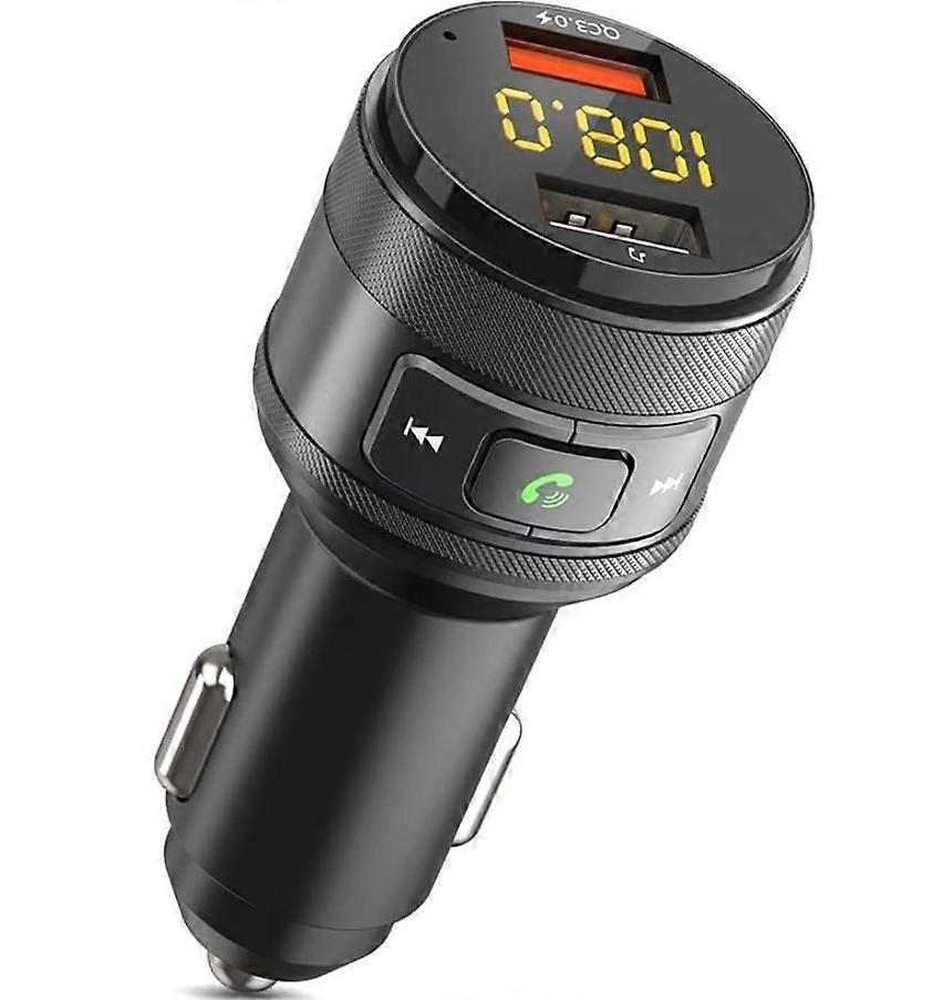 Auto Bluetooth FM Transmitter, QC 3.0 KFZ Wireless Bluetooth FM Radio(Black)