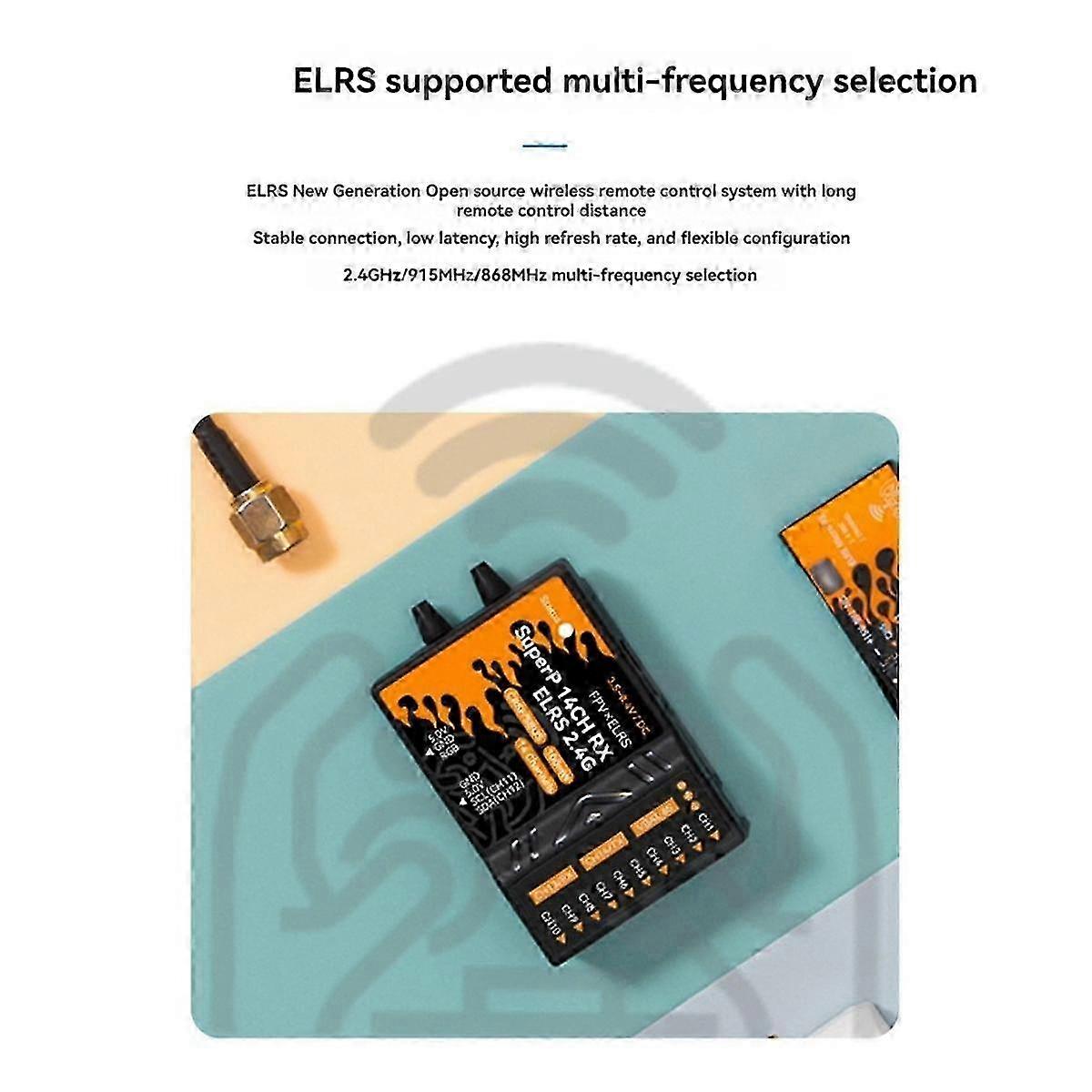Improved Dual Reception for RC FPV Airplane with ELRS 2.4Ghz Receiver 14CH & 2 Antennas