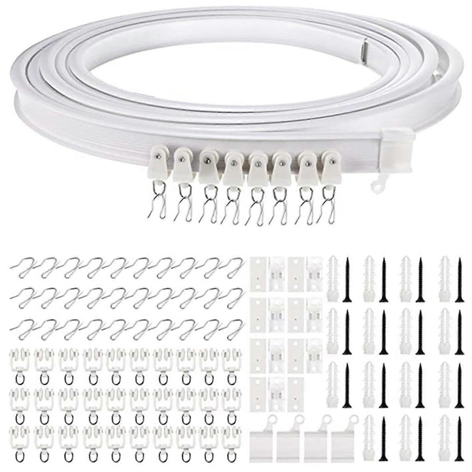 White Sturdy White Curtain Track Set With Hook Pulley For Easy Installation And Flexible Tough
