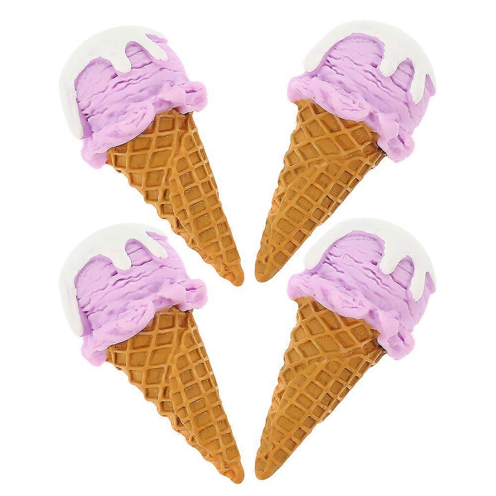 Lifelike Ice Cream Cone Model for Decoration 4Pcs Resin Props