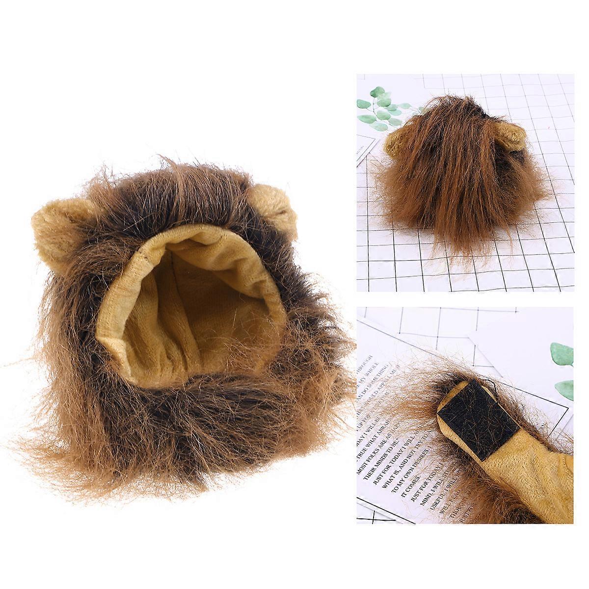 Lion Hat for Cats Cat Lion Costume for Pet Use Light Brown Wig