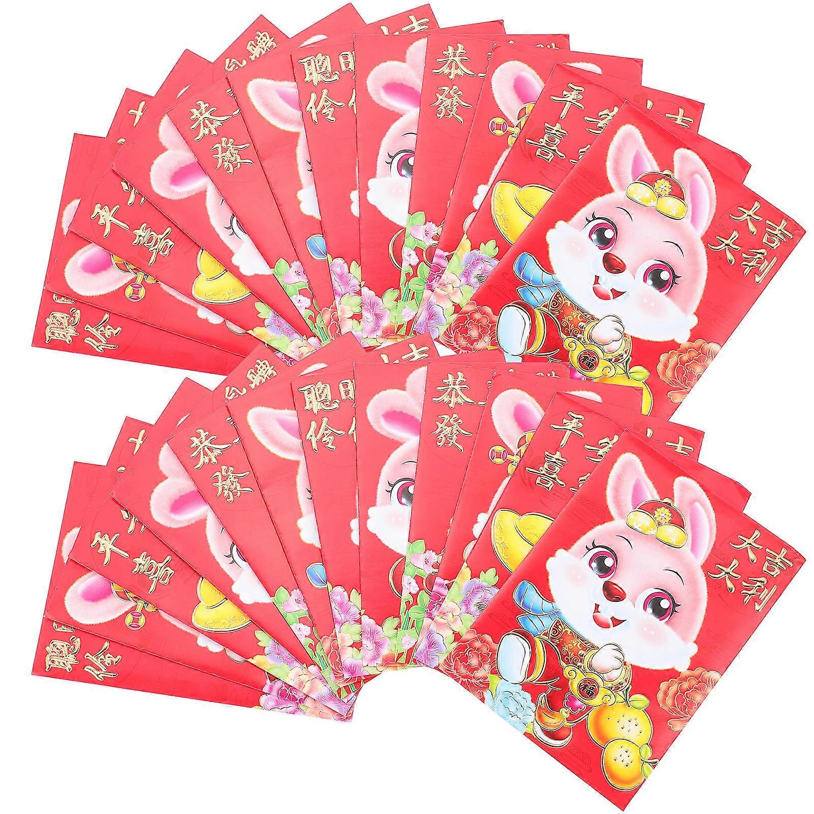 Chinese Style Red Envelopes Cartoon Rabbit Packet for Storage 60Pcs