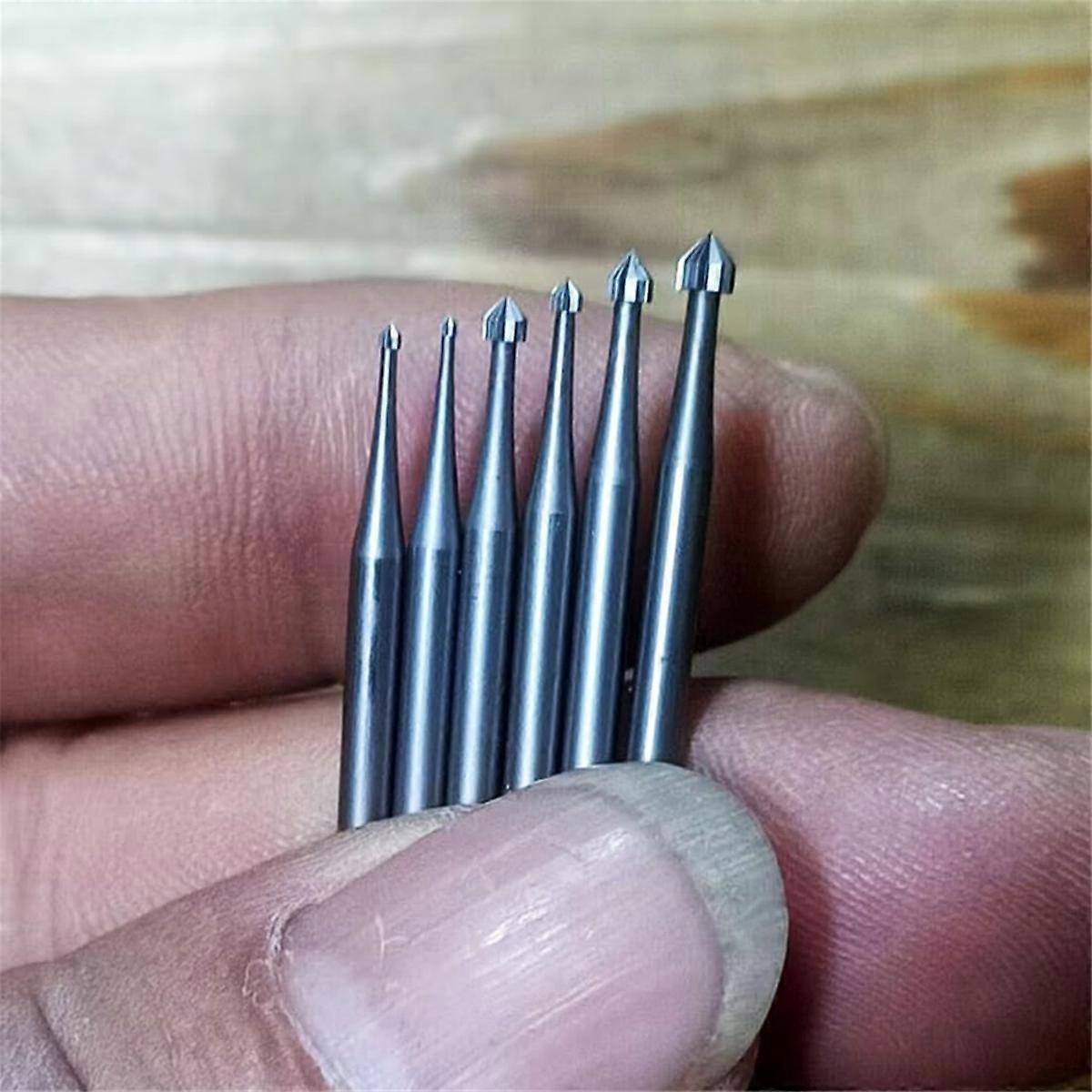 6Pcs Cylinder Cone Shape Carving Burr Sets 3/32inch Shank