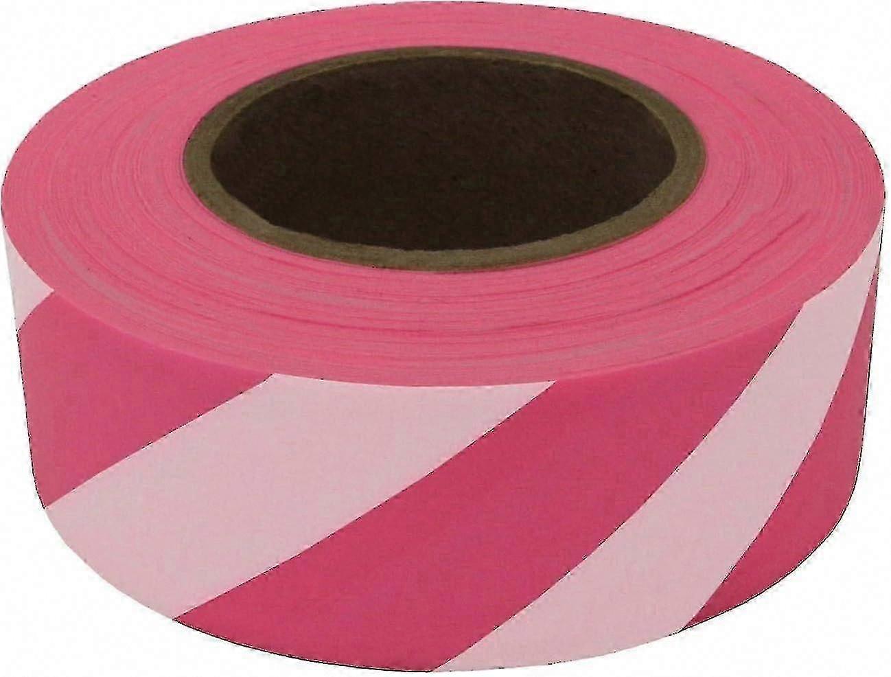 Presco Non-Adhesive Neon Pink and Light Pink Stripe Patterned Roll Flagging Tape, 1-3/16 in. x 50 yds.