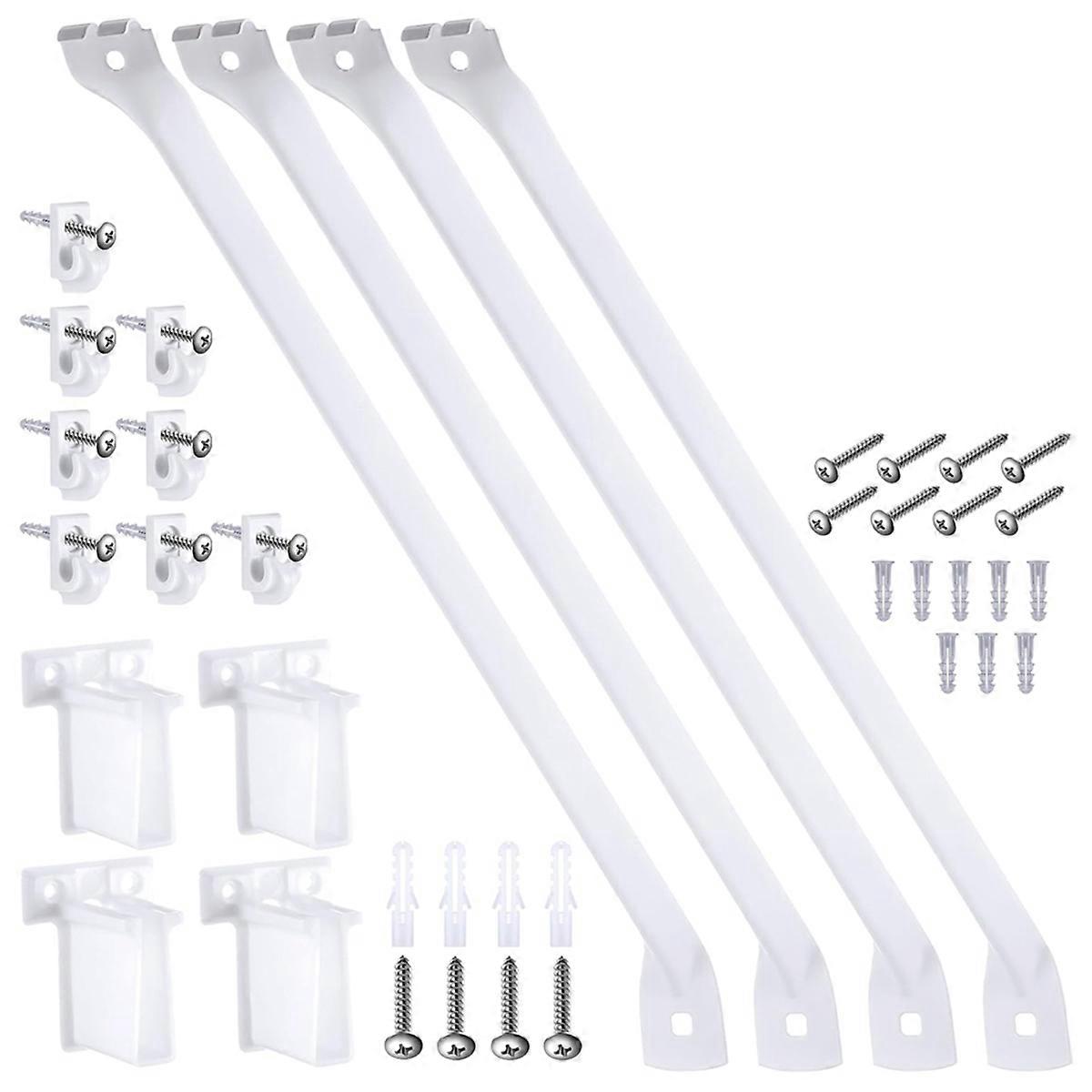 16 Pcs 12 Inch Wire Shelf Support Brackets Kit 4 Closet Support Brace 8 Down Wall Clips and 4 Wire Shelf End Brackets