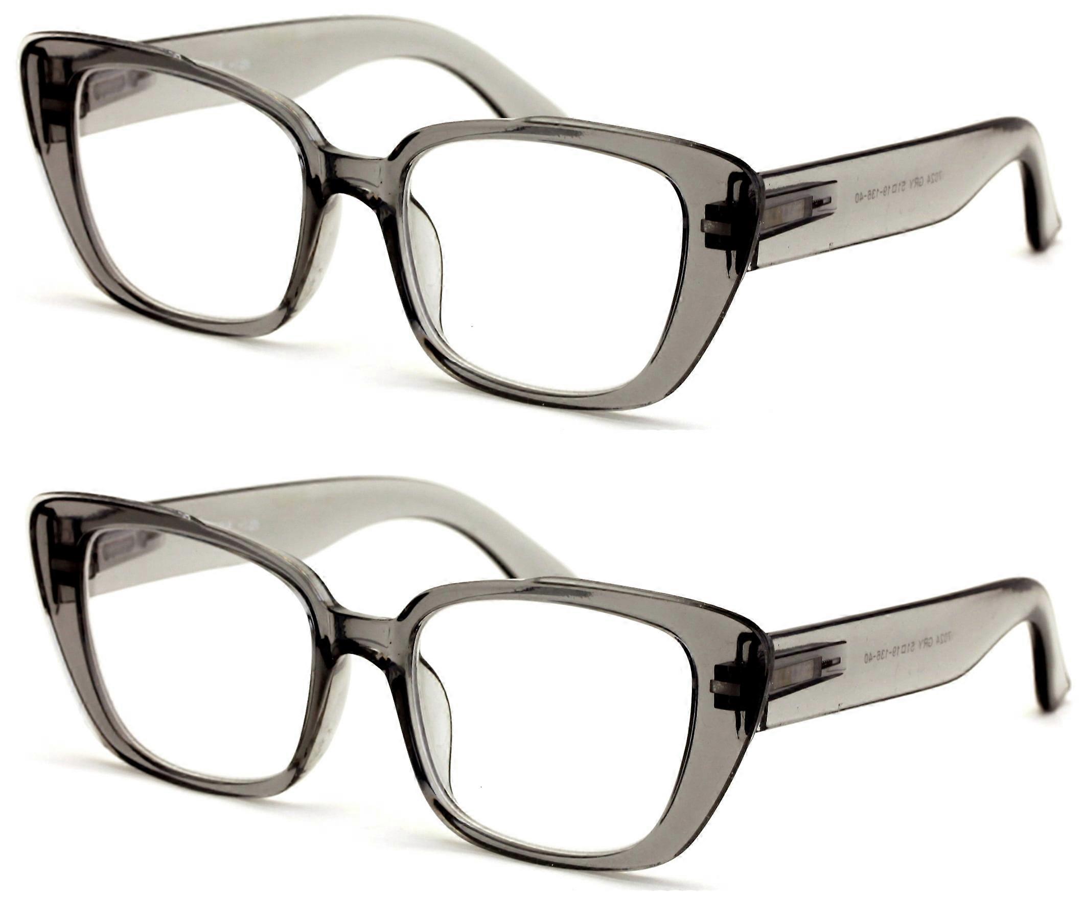 2 Pairs Women Oversize Transparent Reading Glasses - Spring Hinge Reader 7024 +2.75