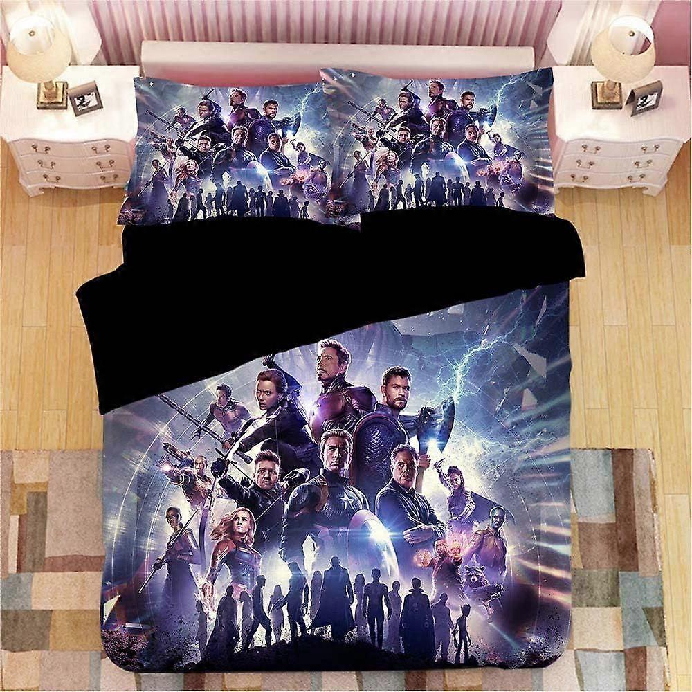 t525 Bedding Movie Heroes Duvet Cover With 2 Pillowcases 3D Printed Bedding Set With Zipper Closure Soft Microfiber Easy Care Duvet Cover Set - Double
