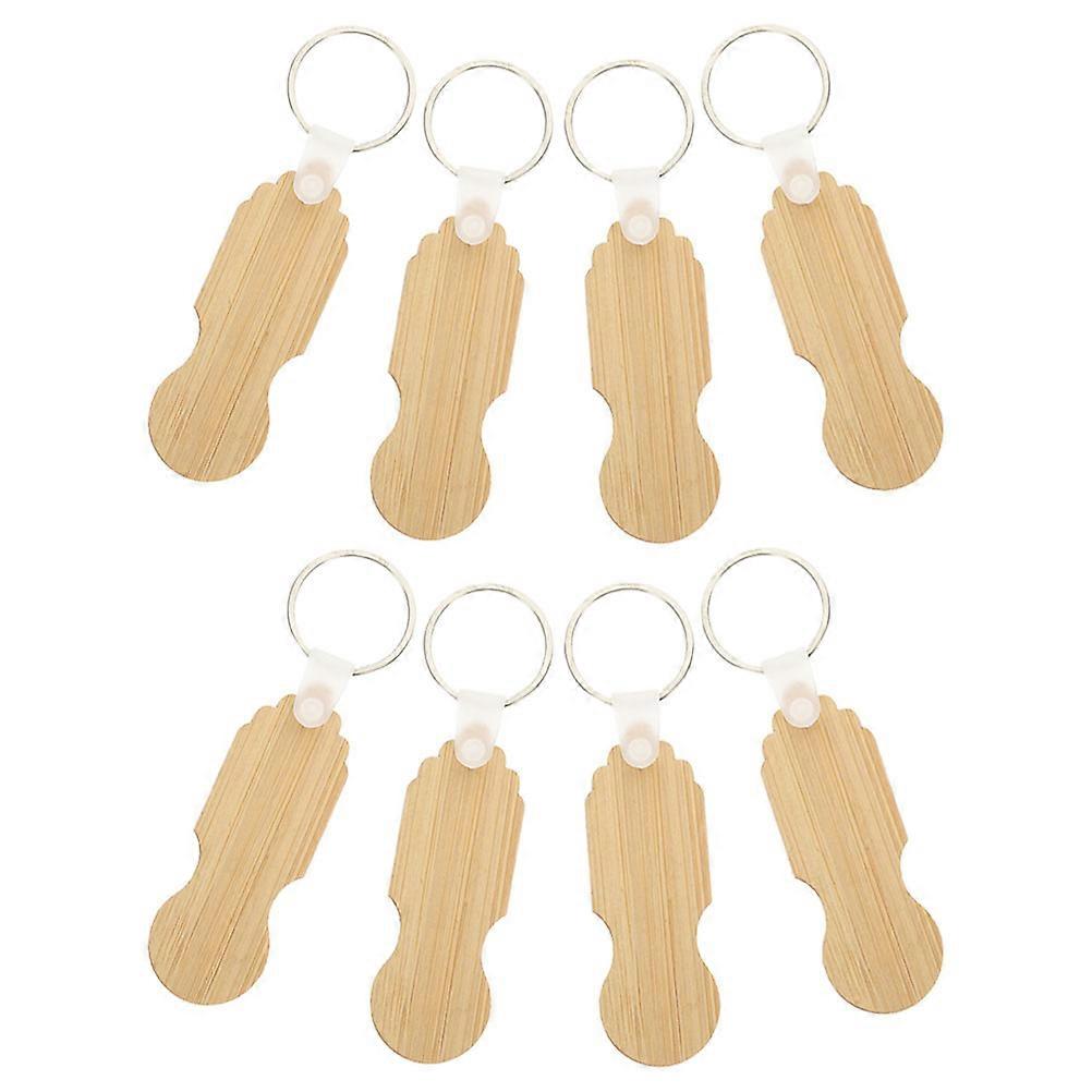 Key Ring Shopping Trolley Opener Trolley Removers 16 Pcs For Daily Use Supermarket Beige Bamboo Metal Rectangle Design