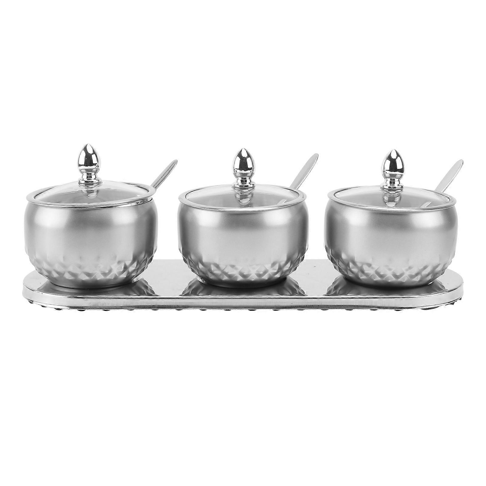 Seasoning Jars Stainless Steel for Home Use 2Sets Practical Storage