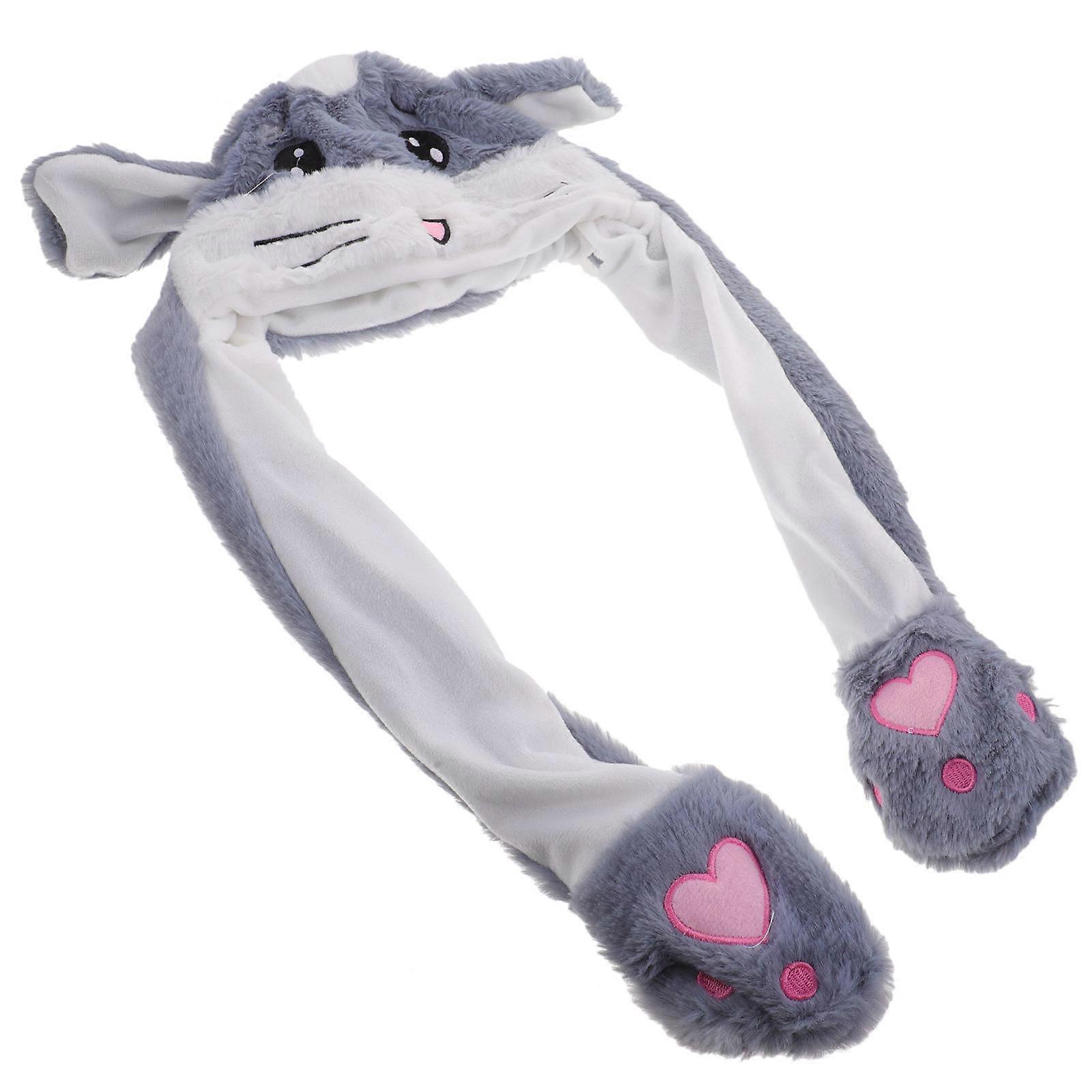 Cartoon Plush Hamster Moving Ears Hat for Party Costume 1 Piece
