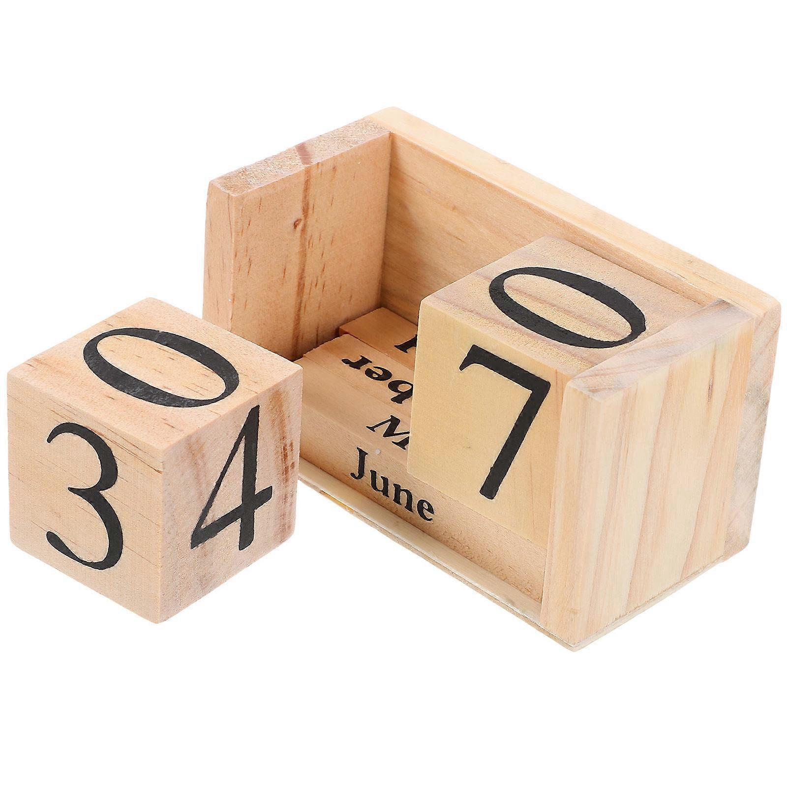 Elegant Wood Calendar 2Pcs European Supply Desktop Table Decoration Manual Date Replacement