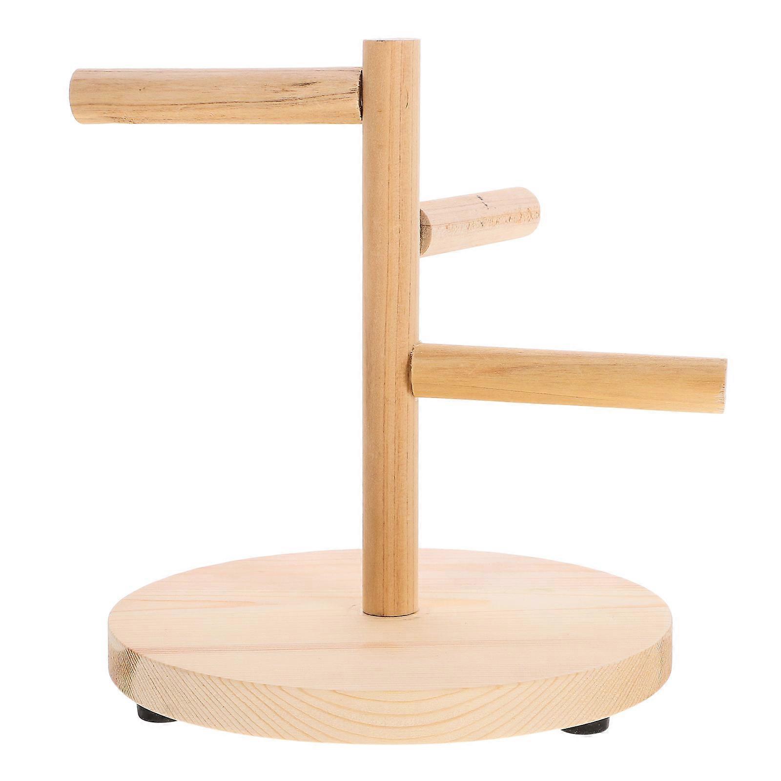 Desktop Bird Training Stand Wooden Parrot Perch for Play and Training 2Pcs