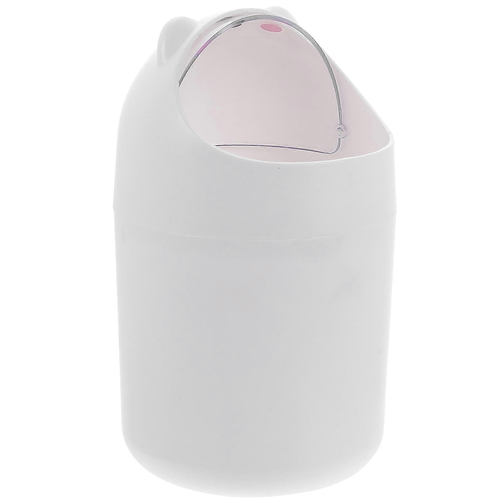 4Pcs Small Trash Bin Cartoon Garbage Can for Desktop Office White Container