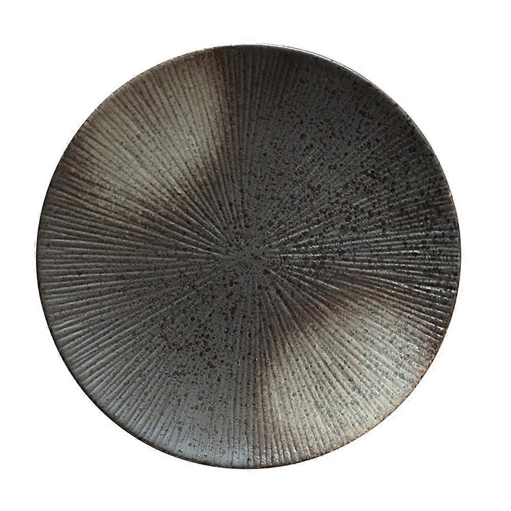 Tableware Ceramic Dish for Food Use 2Pcs Retro Round Steak Pan Plates