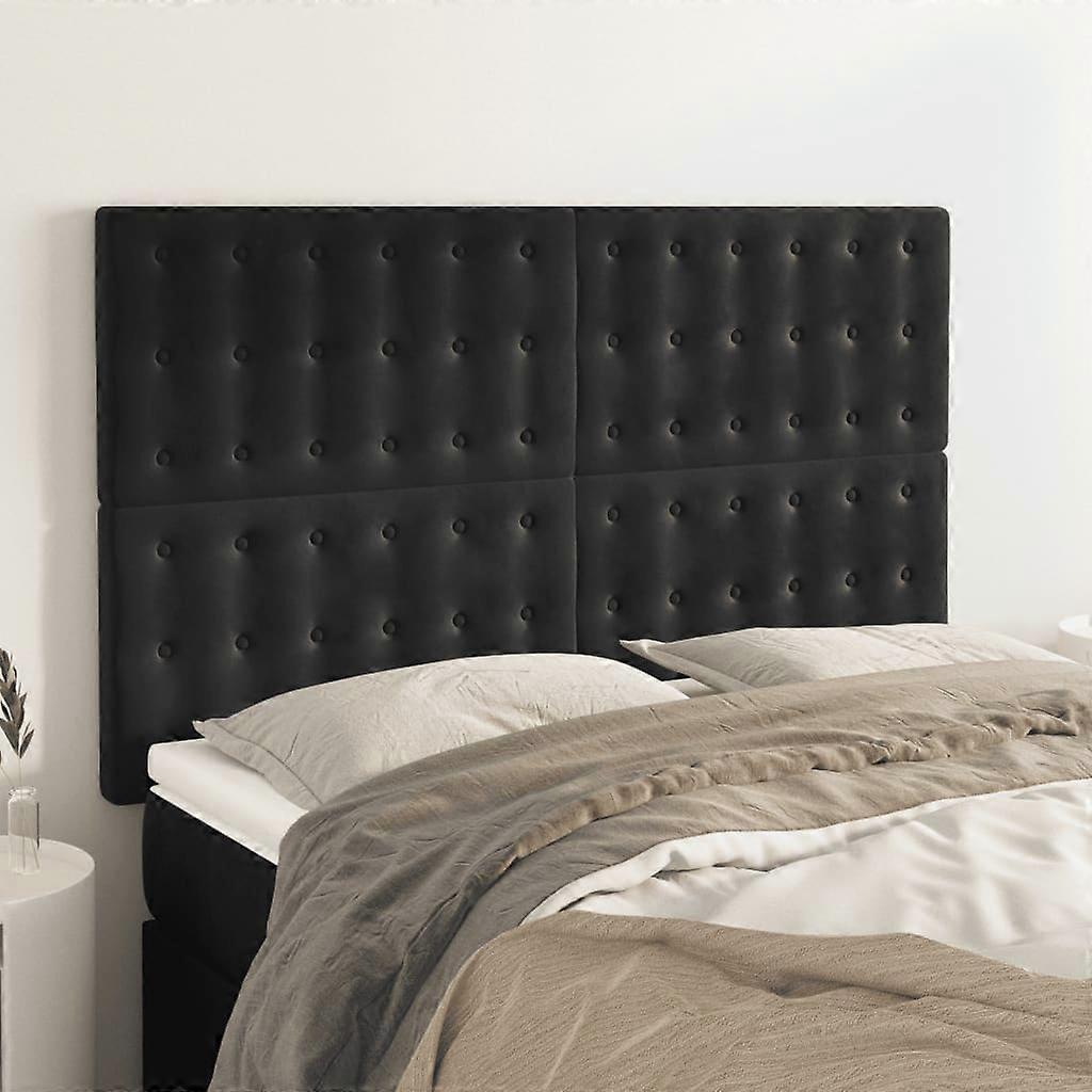 Kopfteil Schwarz 144x5x118/128 cm Samt