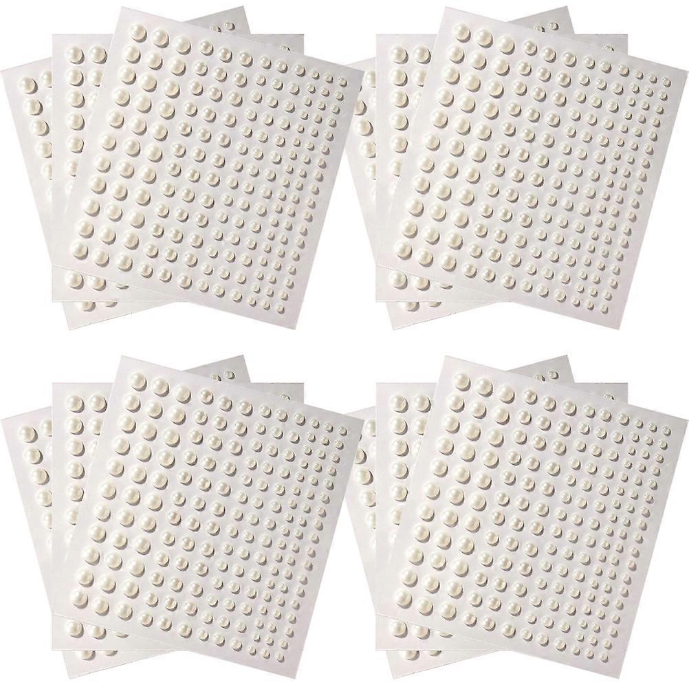 36 Sheets Pearl Stickers for Face Makeup White Self Adhesive Decals