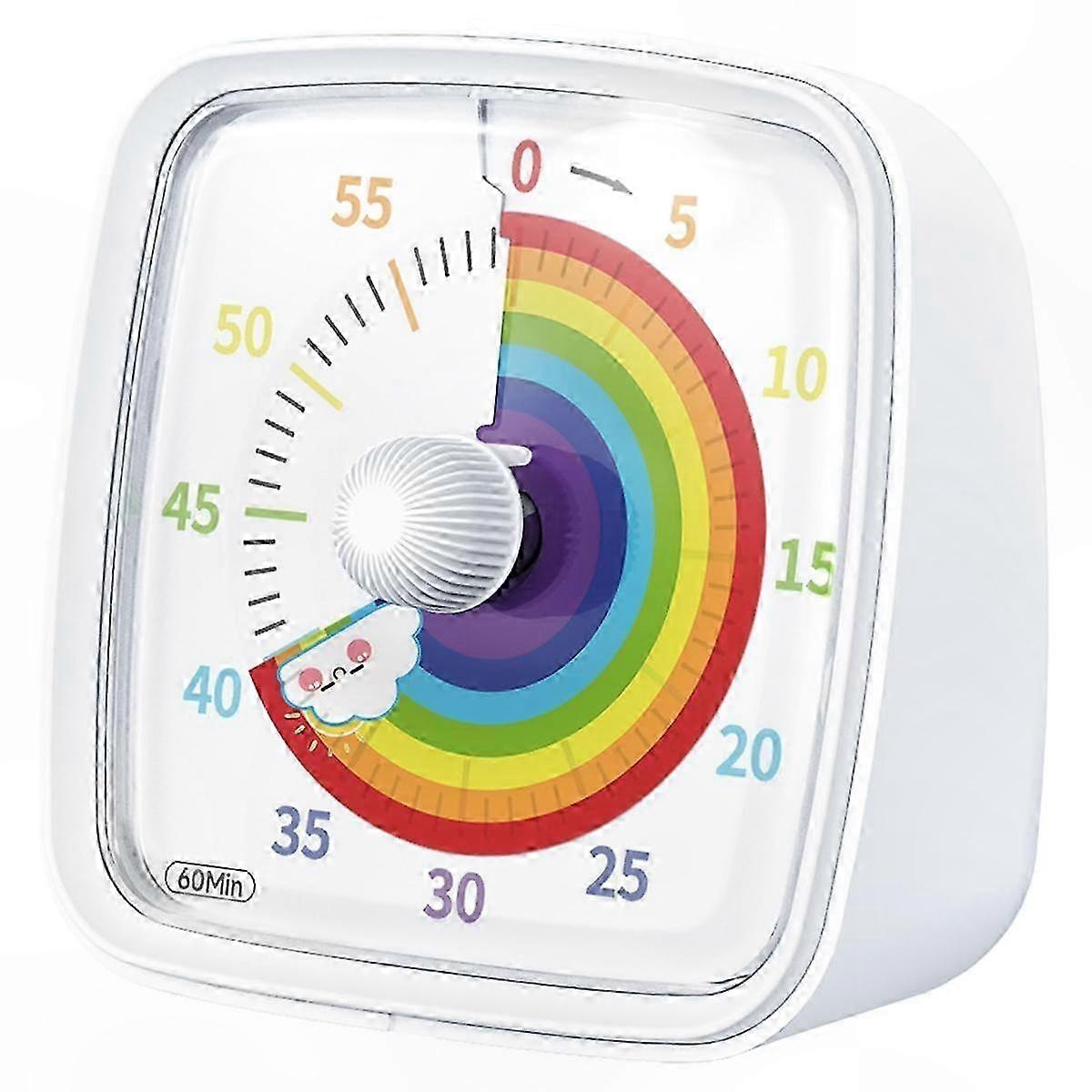 60-Minute Visual Timer with Night Light, Countdown Timer, Pomodoro Timer Featuring Rainbow Design for Kids