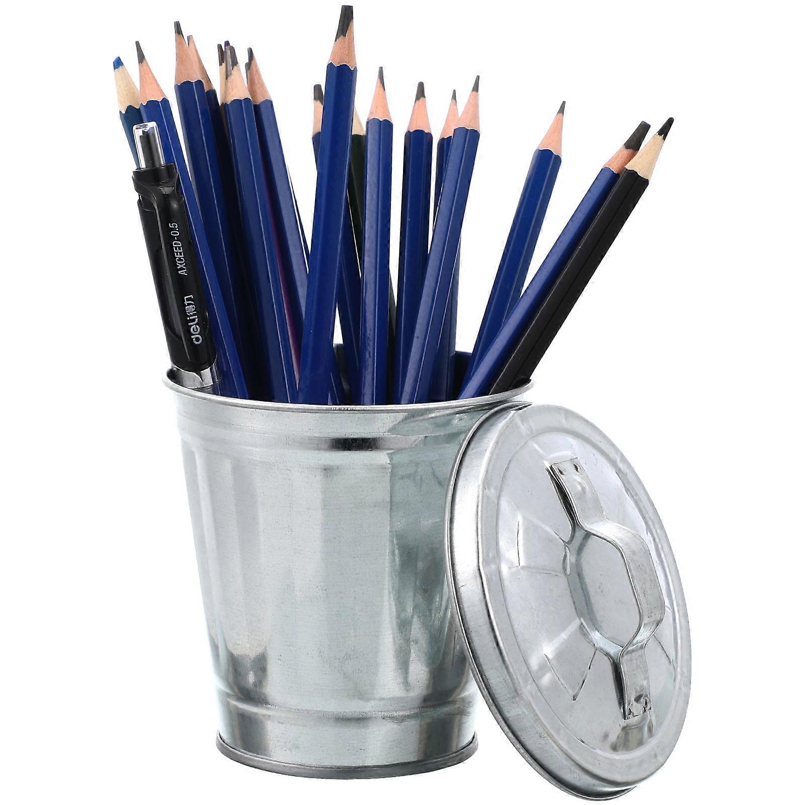 Silver Desktop Garbage Bin for Storage 2Pcs Mini Wastebasket Trash Can Container