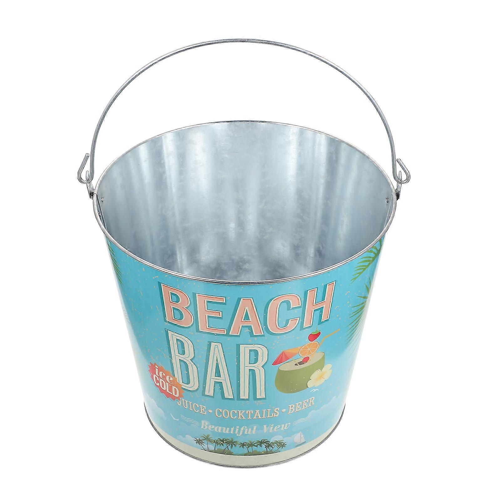 Ice Container For Freezer Iron Vintage Ice Bucket Ktv Use 19X25CM Beverage Storage 1 Set