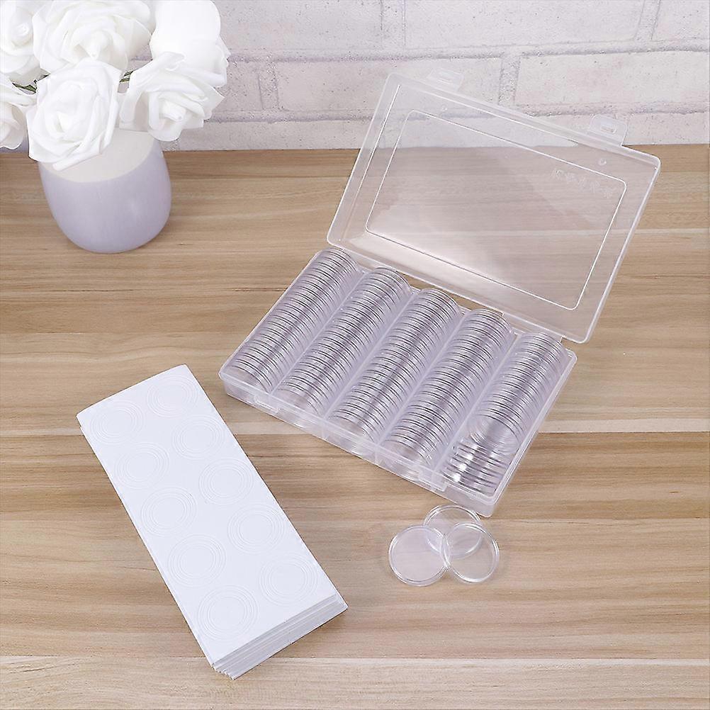 Clear Coin Cases For Sorting Coins Round Compartment Box With Dust-Proof Function 1 Set