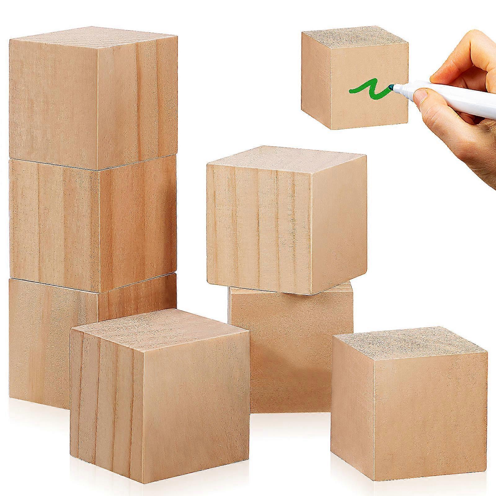 Wooden Cubes Wood Blocks for Crafting 20Pcs Unfinished DIY Puzzle Making