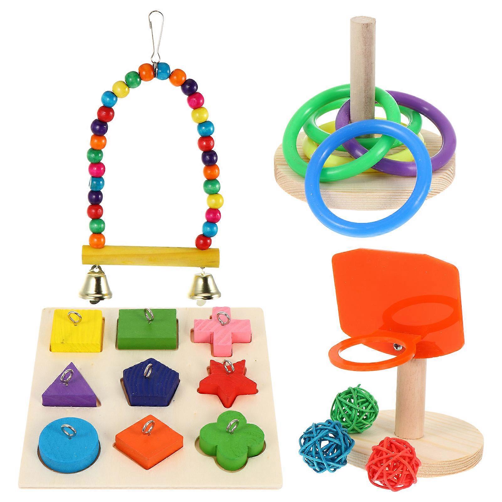 Bird Training Toy Set for Pet Playing Colorful Swing 8Sets