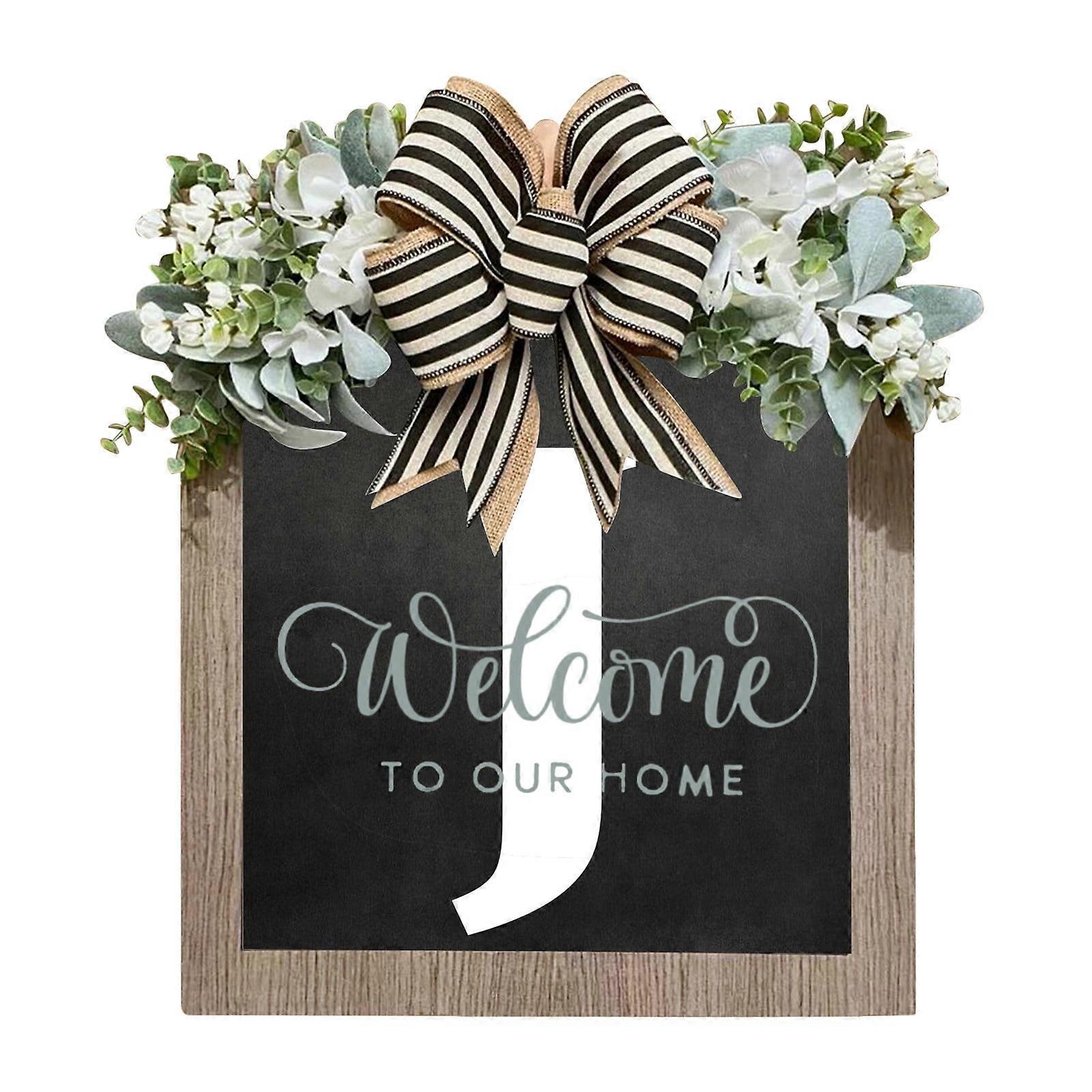 FNGZ 2024 Last Name Wreath, 26" Farmhouse Letter Wreath with Bow, Year-Round Front Door Decor for Outside, Spring Wreaths Hanger Compatible with FNGZ